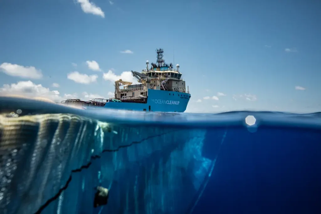 image of an Ocean Cleanup ship