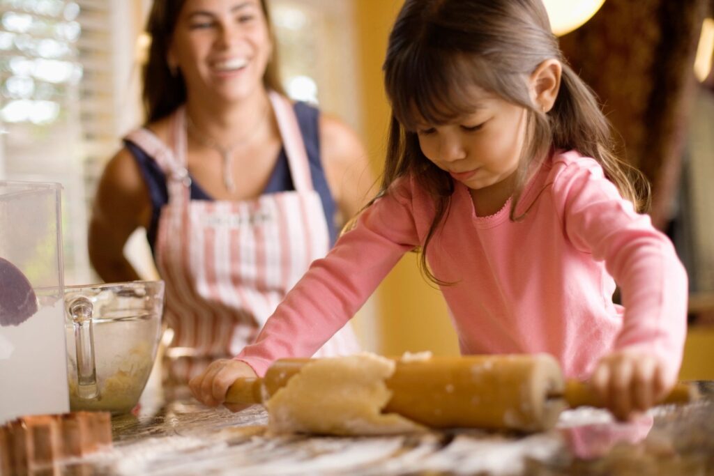 image of mom and daughter baking