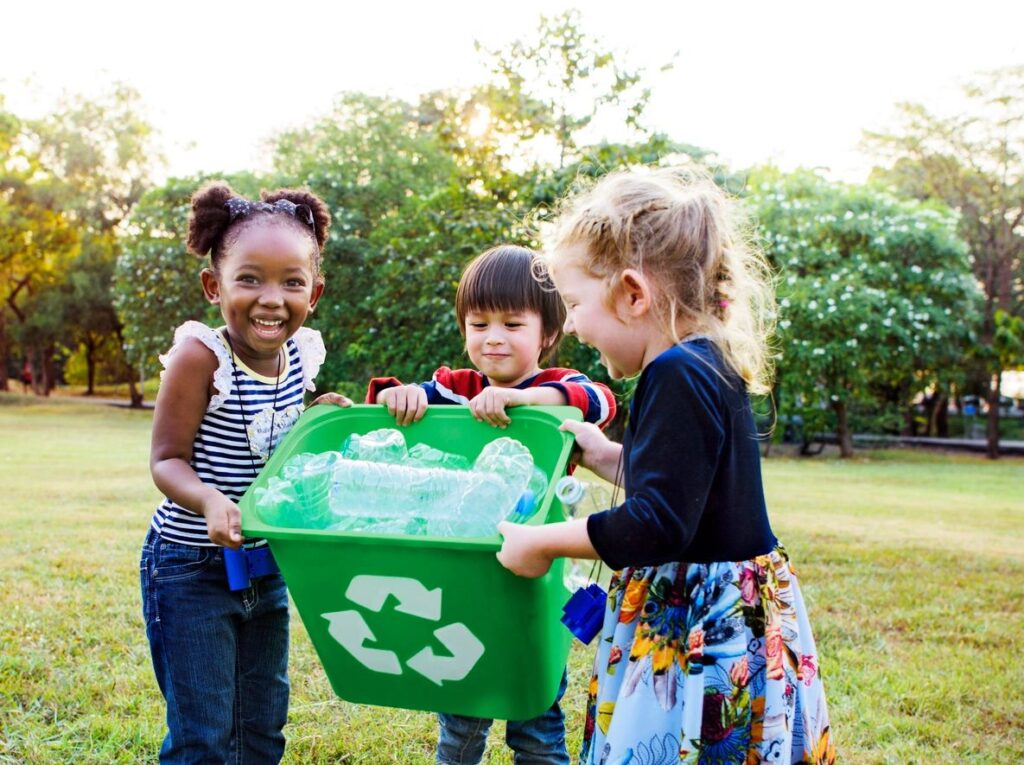 image of children recycling