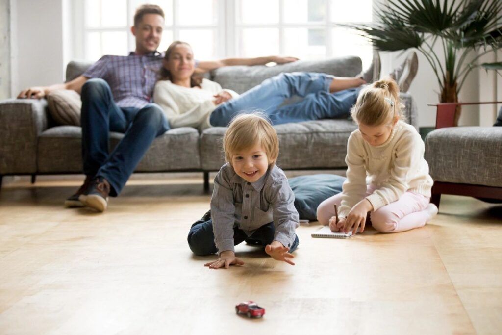 image of a family enjoying a clean house