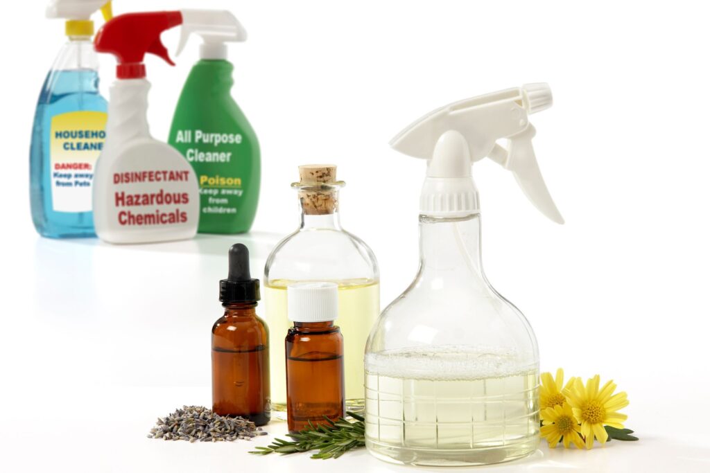 image of natural cleaners over hazardous cleaners