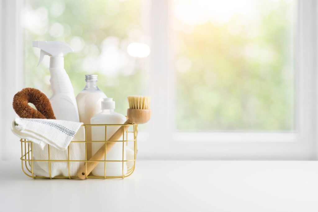 image of natural cleaners in front of a window